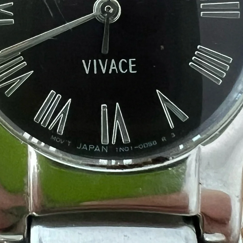 Seiko vivace ladies black dial stainless steel dress watch NEW BATTERY